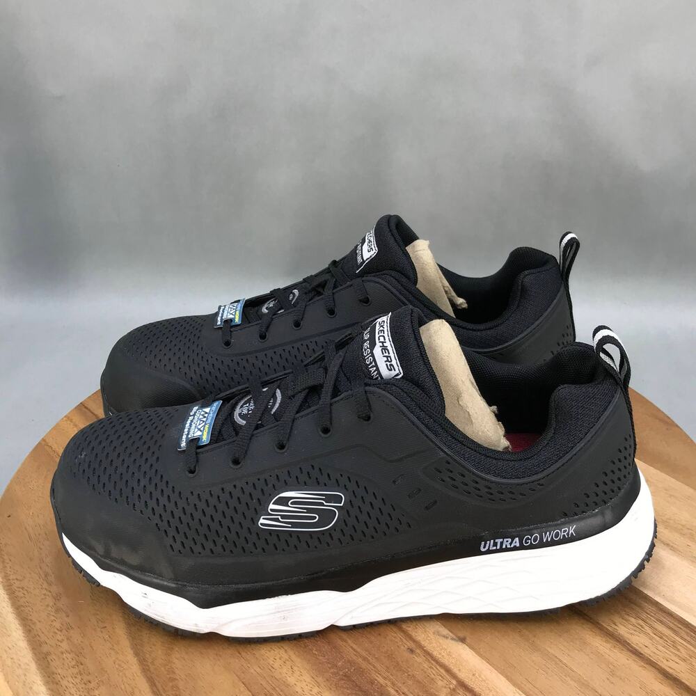 Skechers WORK Ultra Go Comp Toe Shoes Mens 11 Black Lace Up Low‎ Top Sneakers - Picture 3 of 9